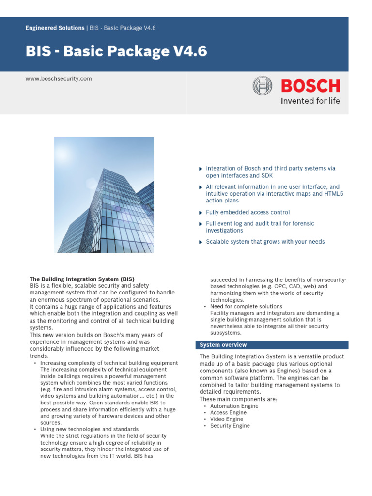 Bosch BIS Basic Package V4.6 Overview | PDF | Microsoft Windows ...