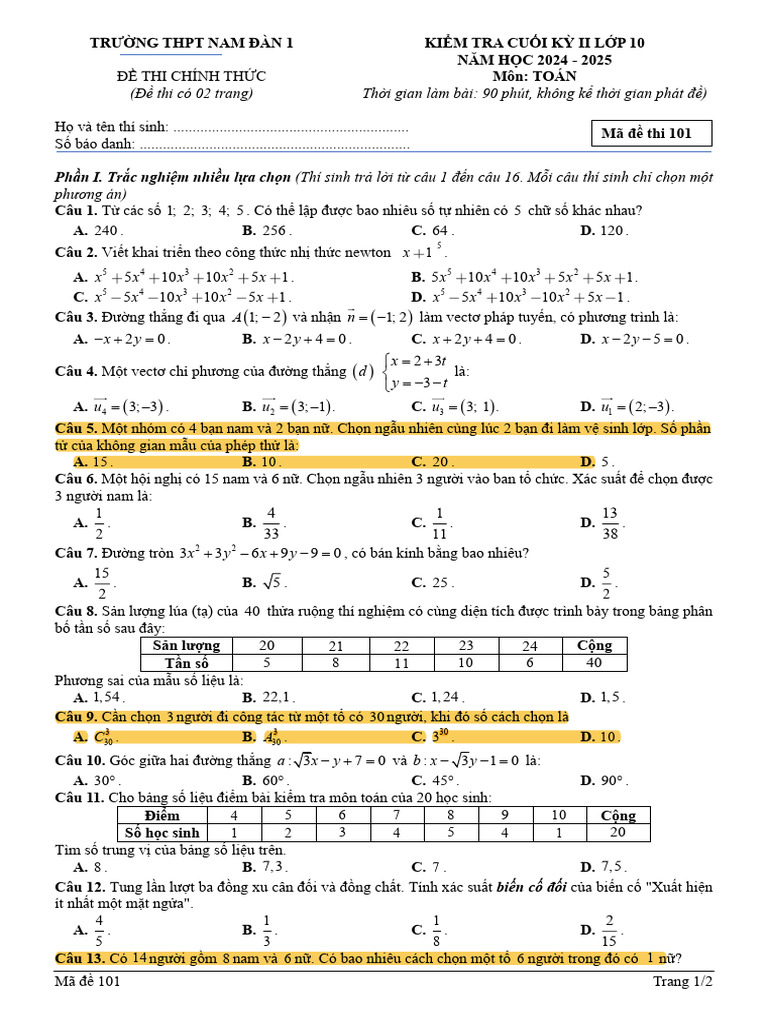 Toán 10 | PDF