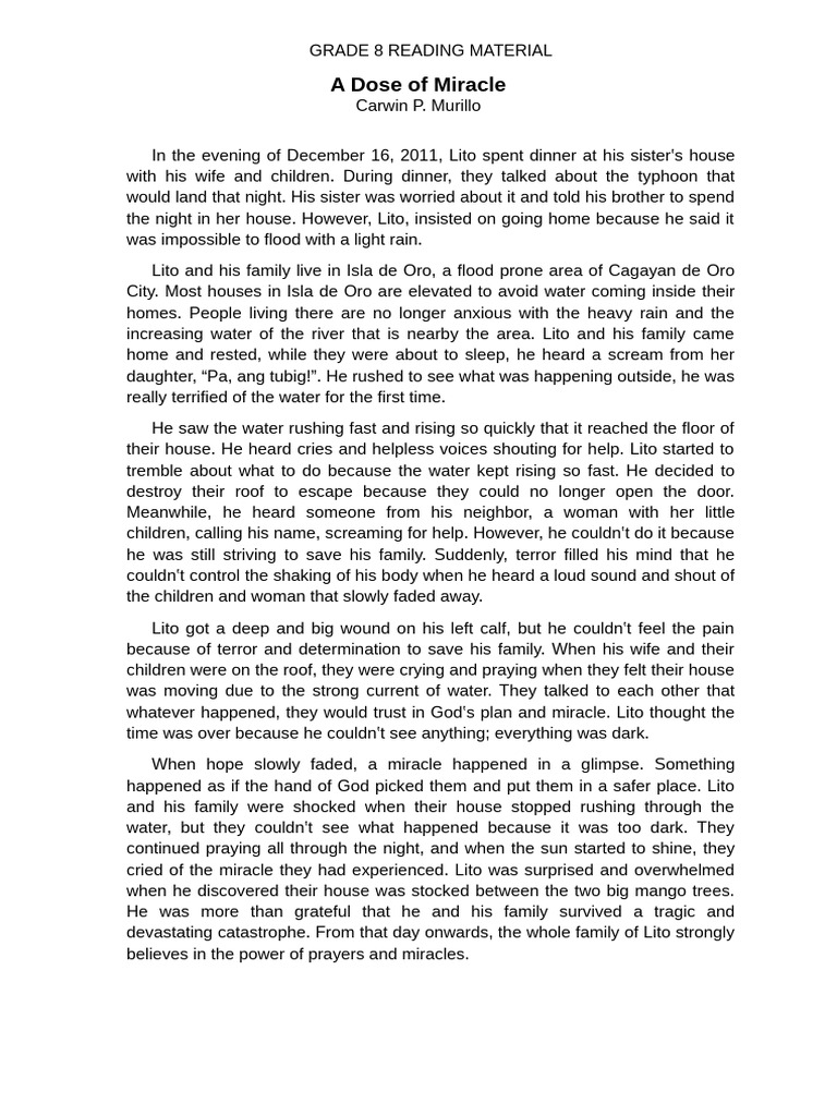 Grade 8 Reading Material | PDF