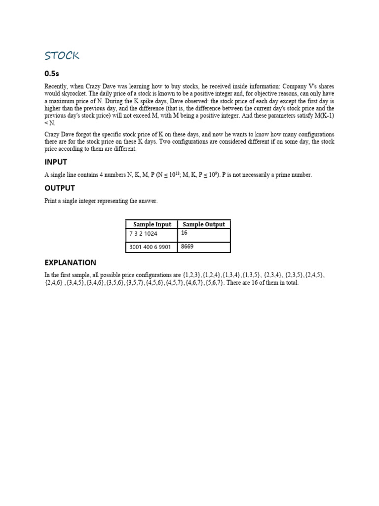 Stock: Sample Input Sample Output | PDF