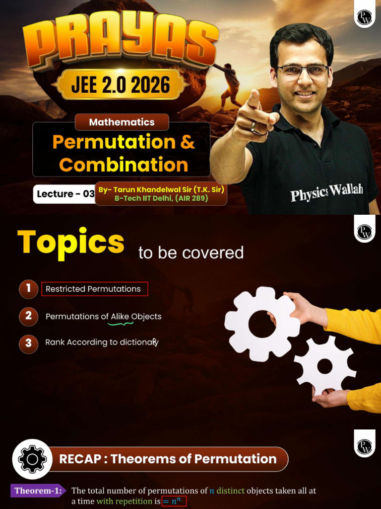 Permutations and Combinations 03 - Class Notes | PDF