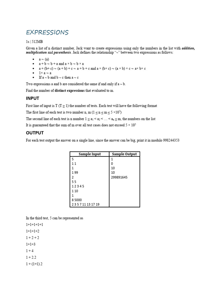 Expressions: Input | PDF