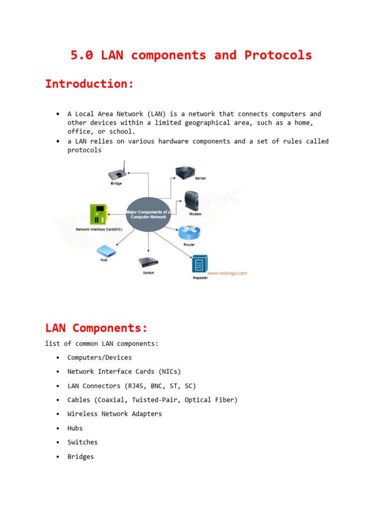 LAN Components and Protocols Overview | PDF | Computer Network | Ethernet