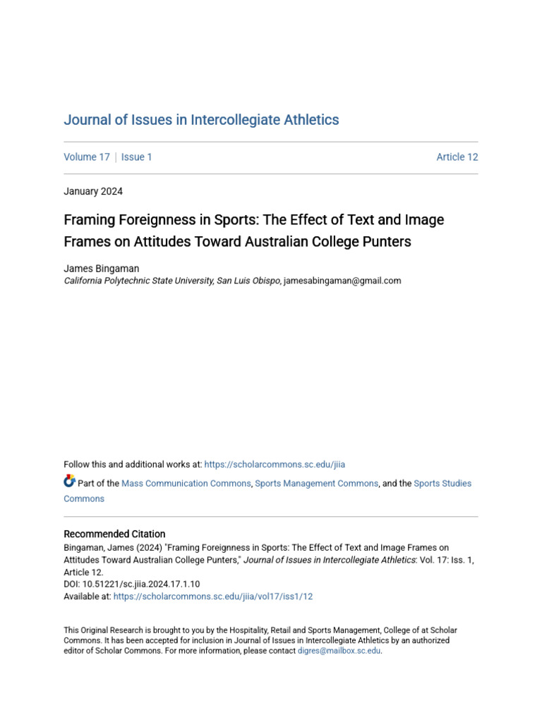 Framing Foreignness in Sports | PDF | Framing (Social Sciences) | Cognition