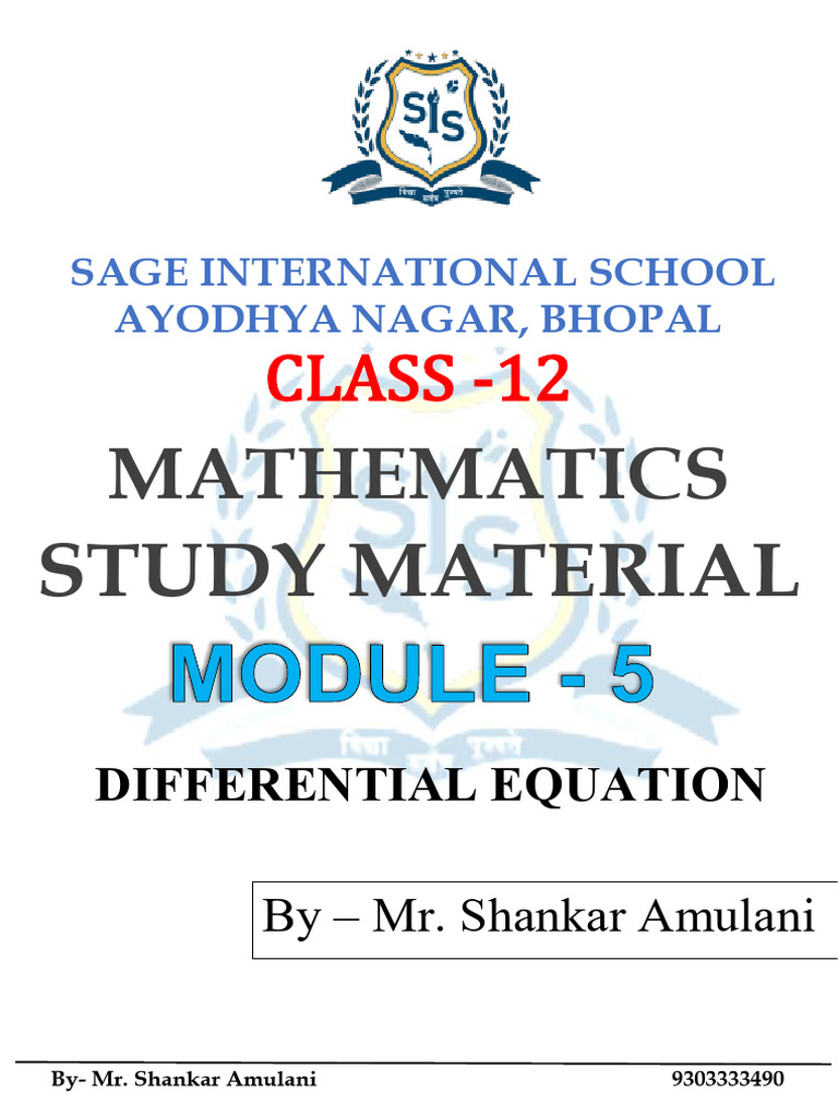 Class 12 Differential Equations Guide | PDF | Equations | Variable ...