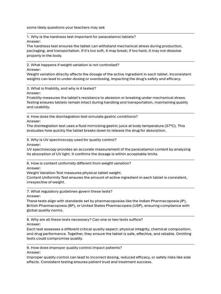 Questions Your Teachers May Ask | PDF
