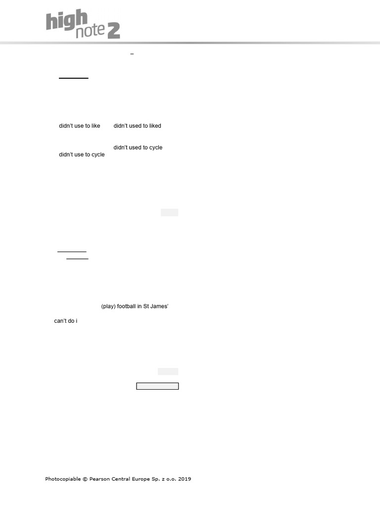 HighNote2 U2C Grammar Quiz A | PDF