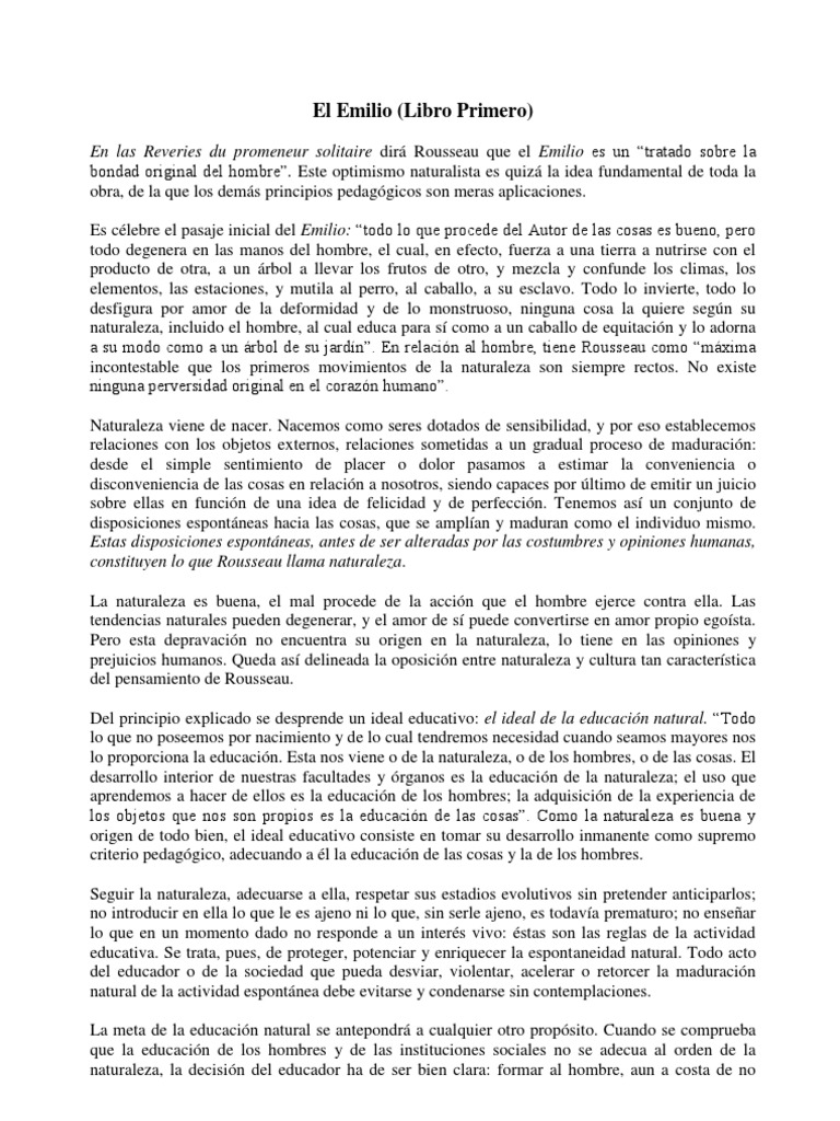 El Emilio Rousseau) | PDF | Emile, o sobre educación | Jean-Jacques ...
