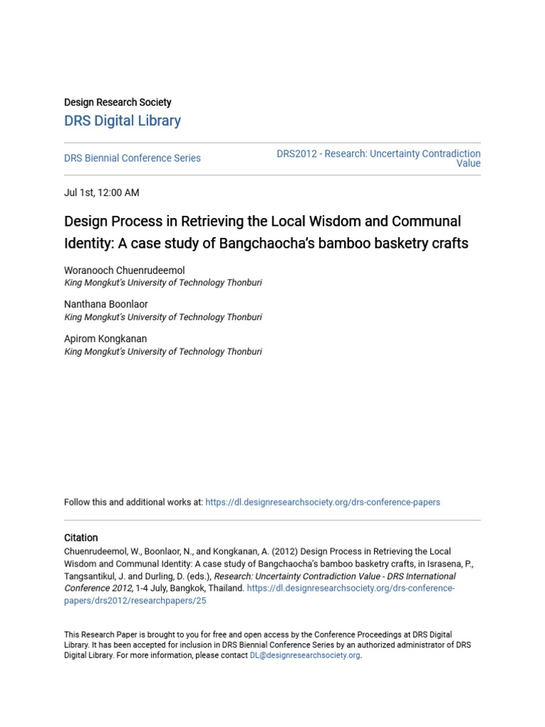 Design Process in Retrieving The Local Wisdom and Communal Ident | PDF ...