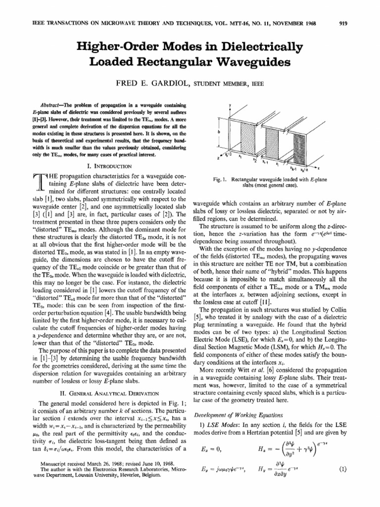 Higher-Order Modes in Waveguides | PDF | Telecommunications Engineering ...