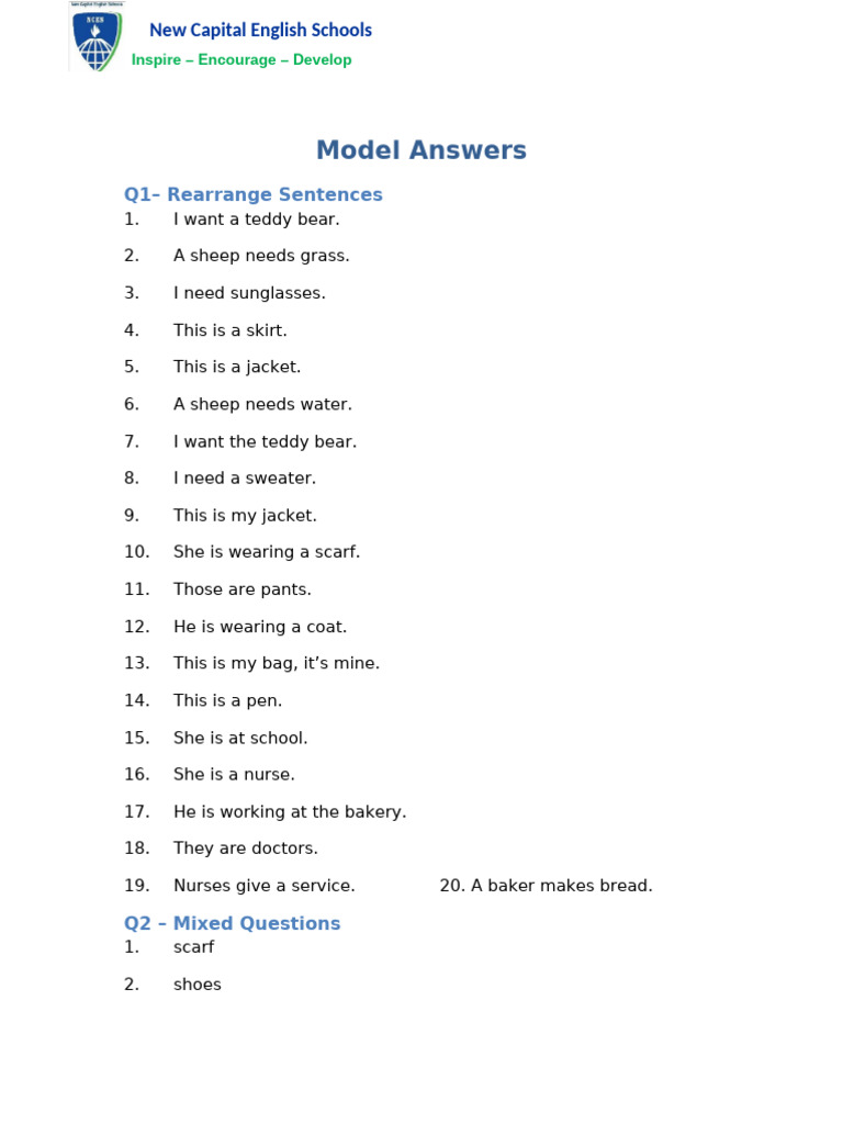 Model Answers (7-10) | PDF
