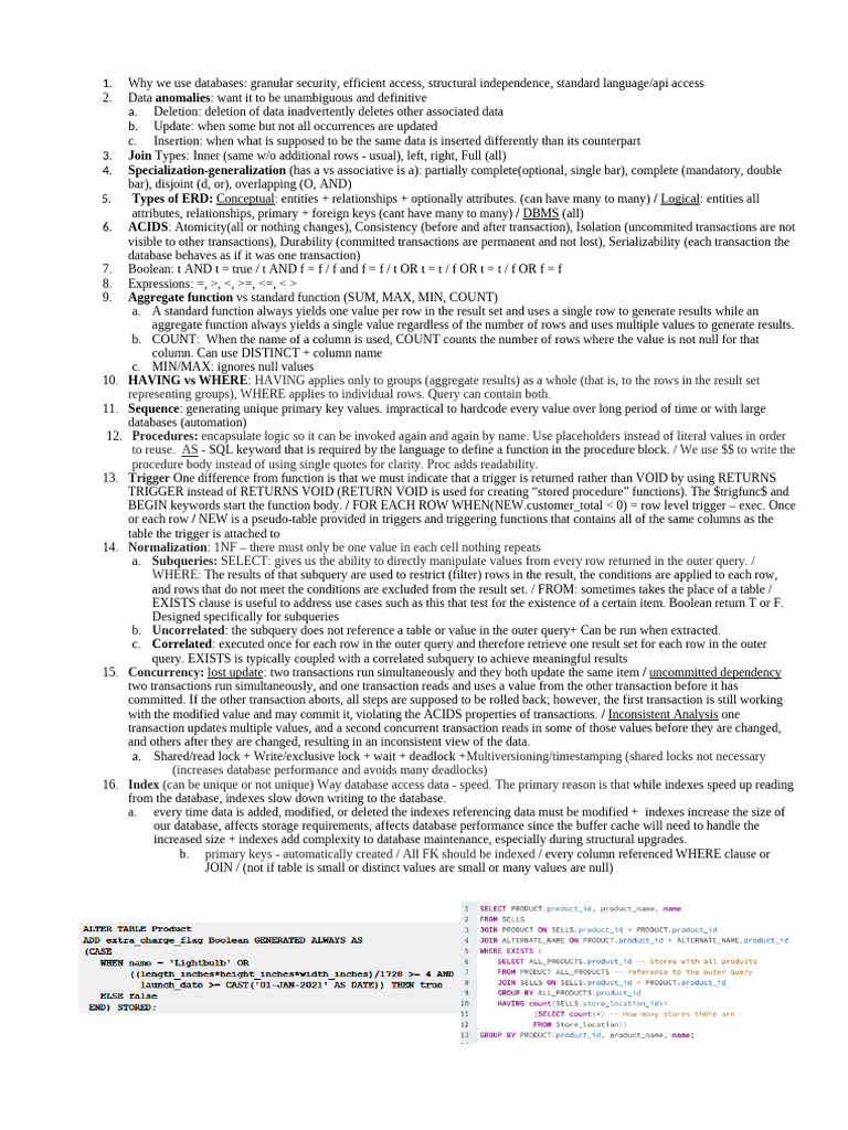 Final Exam Notes | PDF | Database Transaction | Information Science