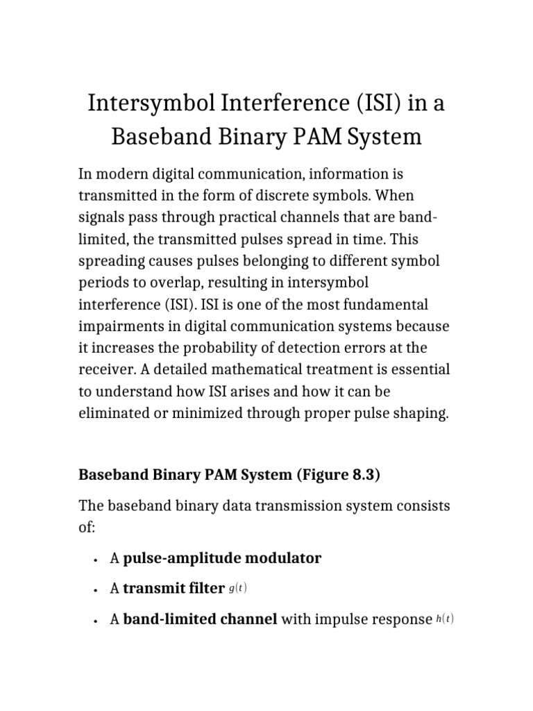 Understanding Intersymbol Interference in PAM | PDF | Bandwidth (Signal ...