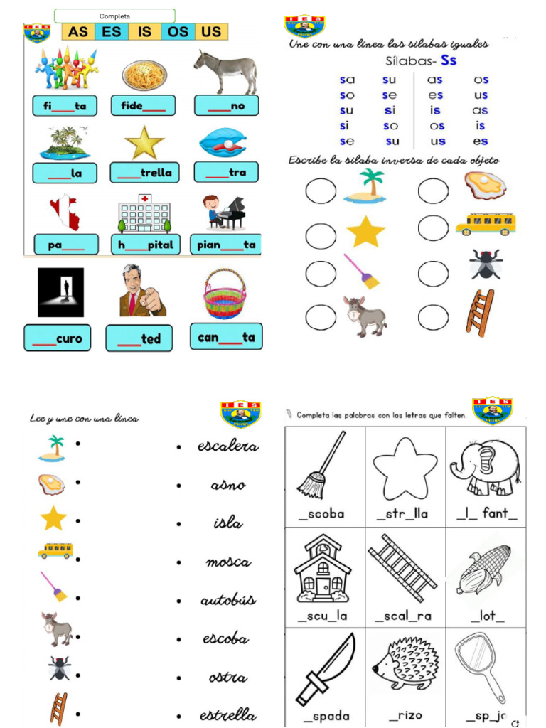 Silabas As, Es, Is, Os, Us | PDF