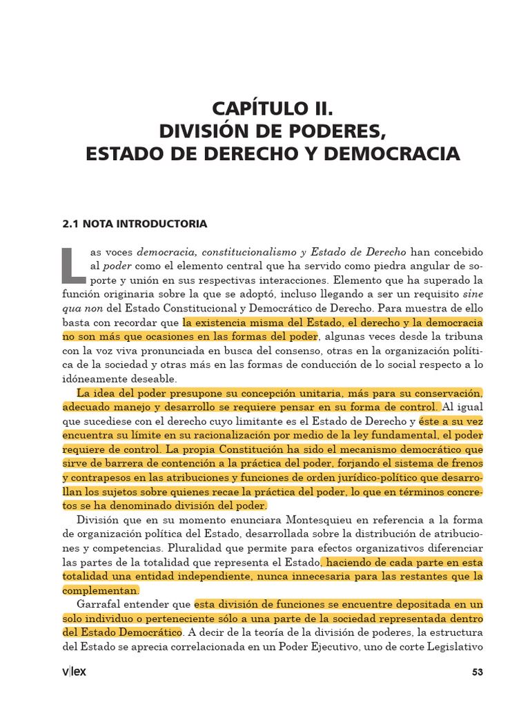 Division de Poderes, Estado de Derecho y Democracia | PDF | Democracia ...