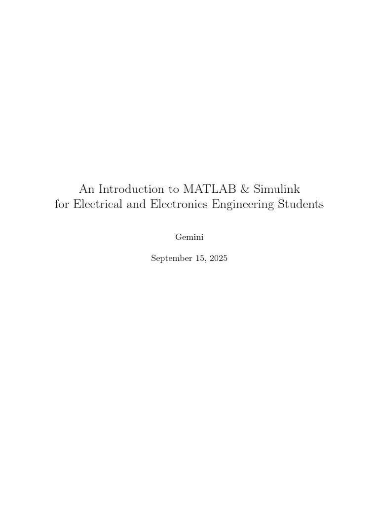MATLAB & Simulink for EEE Students | PDF | Matlab | Matrix (Mathematics)
