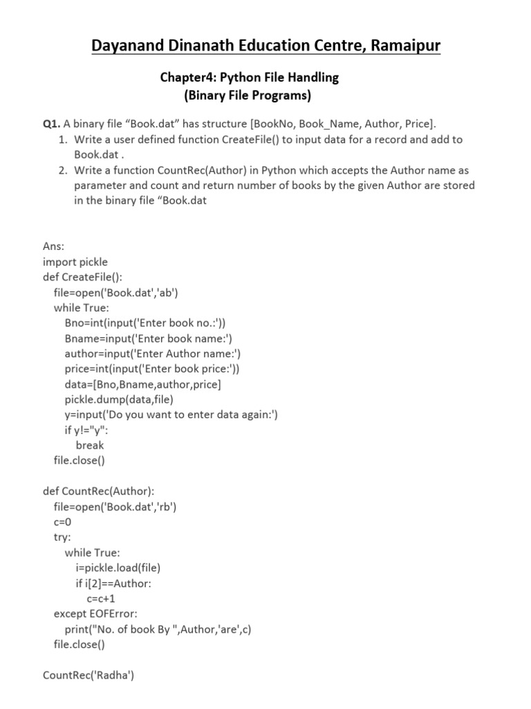 Python Binary File Handling Functions | PDF | Parameter (Computer ...