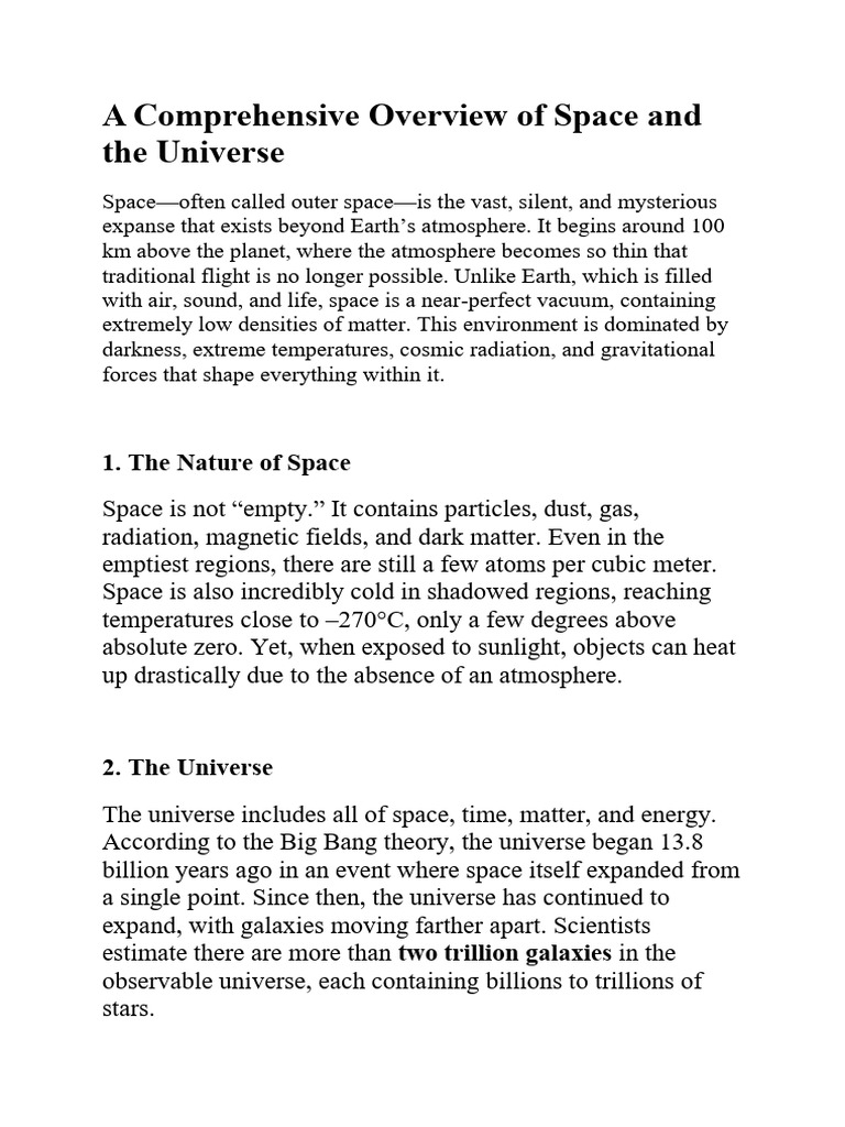 Overview of Space and the Universe | PDF | Stars | Outer Space