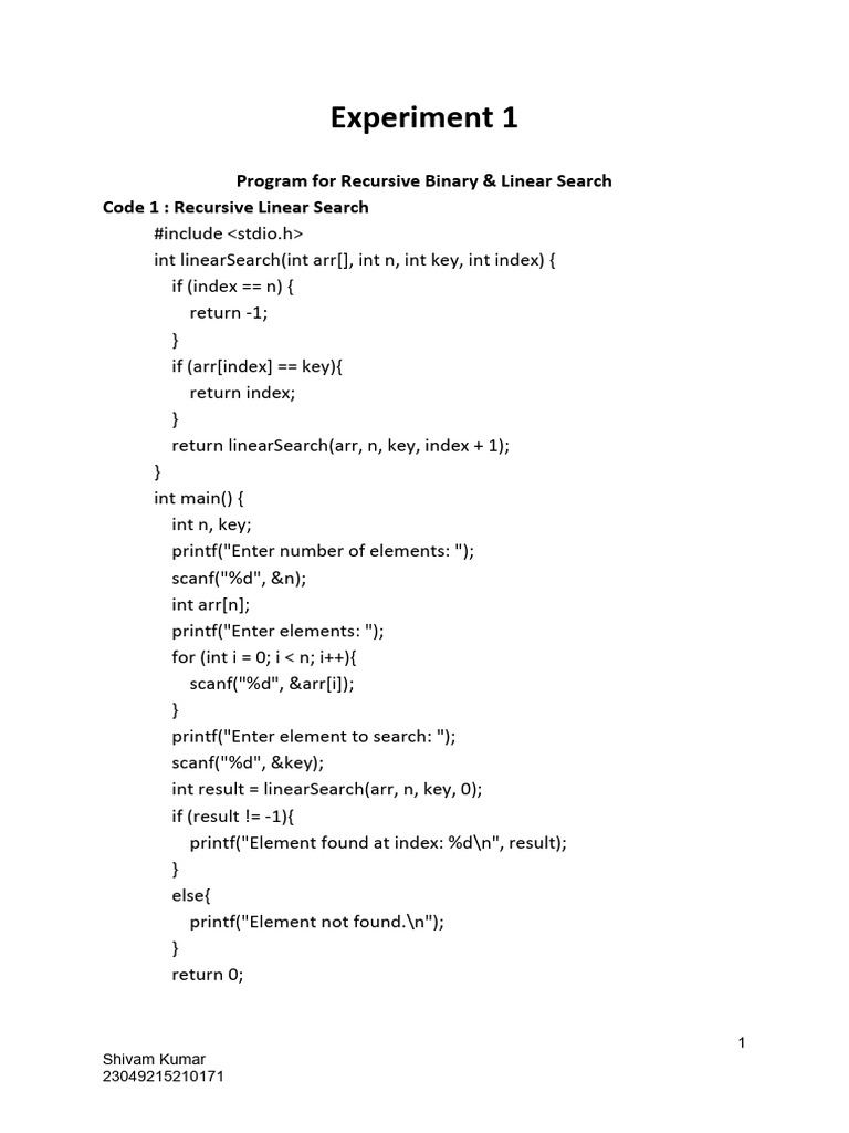 Recursive Search and Sort Algorithms | PDF | Discrete Mathematics ...