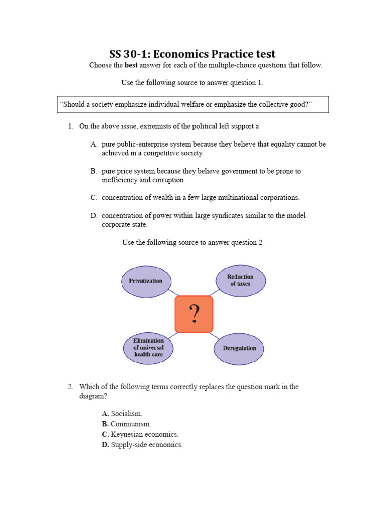 Economics Practice Test Questions | PDF | Cost Of Living | Socialism