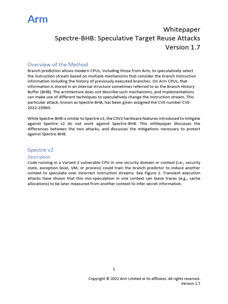 Spectre-BHB: Speculative Attack Overview | PDF | Computing | Computer ...