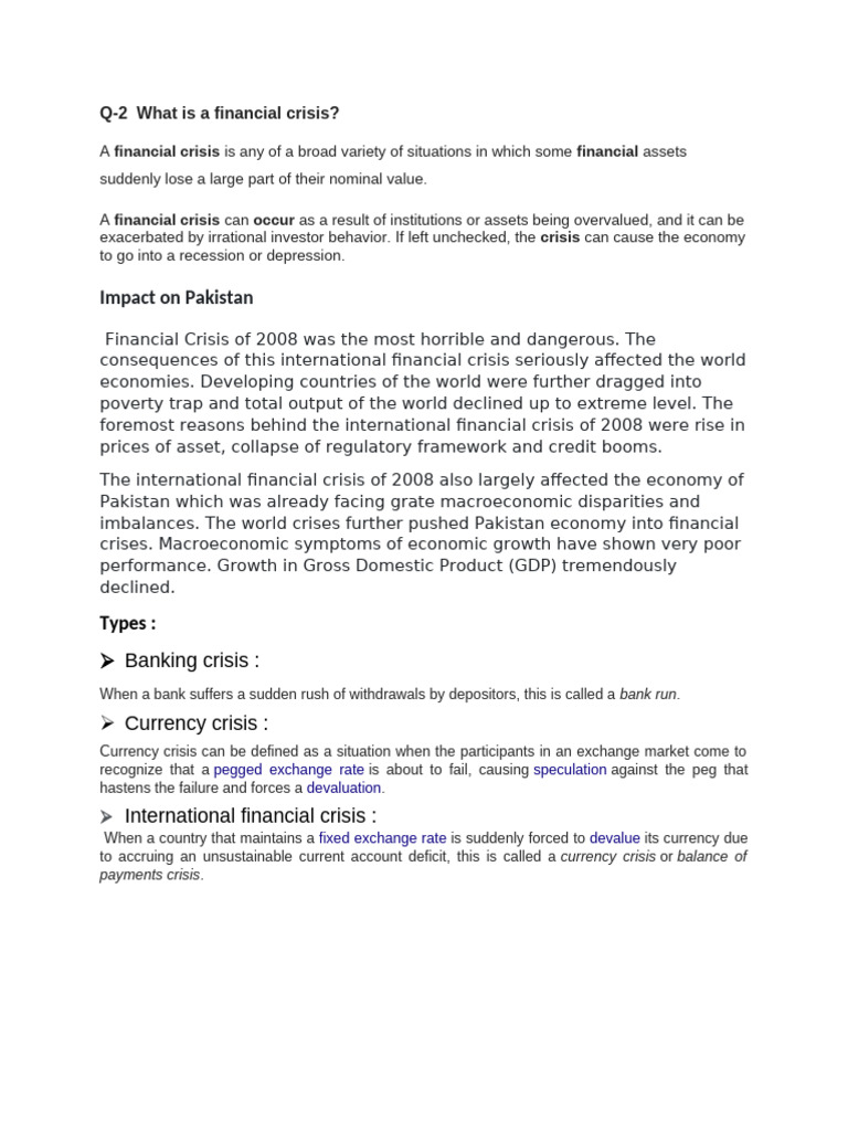 Understanding Financial Crises and Impact | PDF
