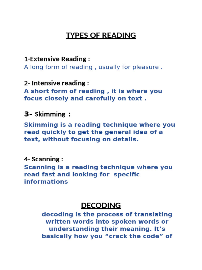 Types of Reading | PDF