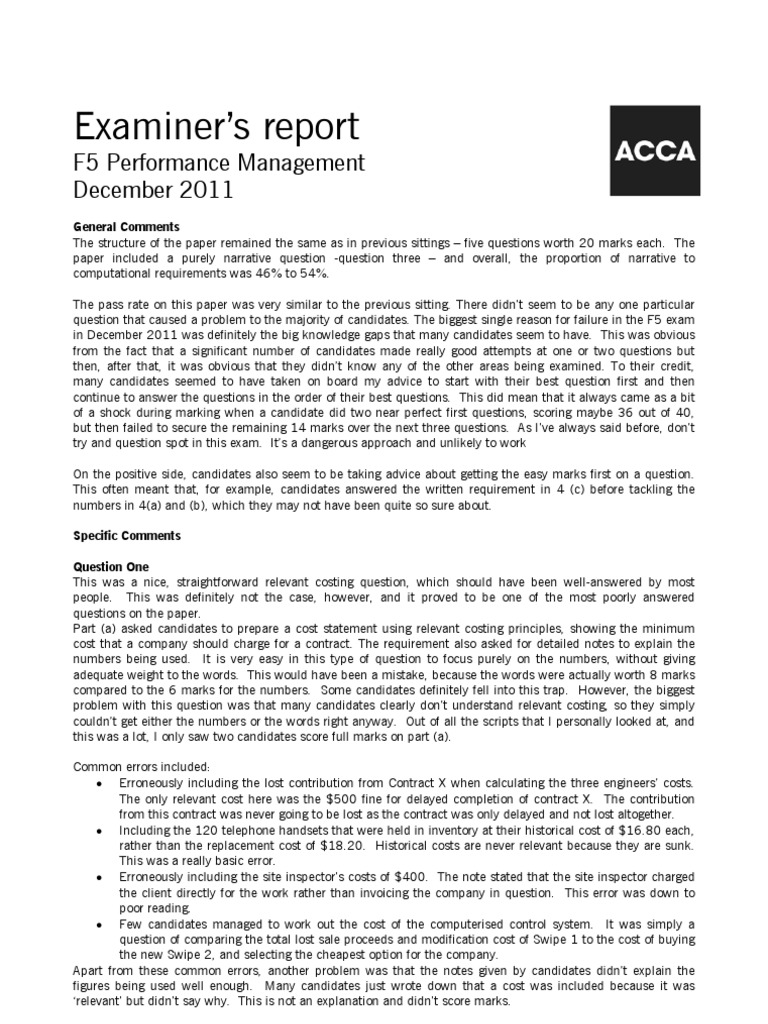 F5 Performance Management Exam Insights | PDF