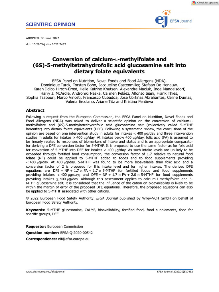 Dietary Folate Equivalents Conversion Factors | PDF