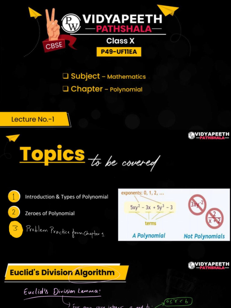 Polynomial - 02 - Class Notes - P49-UF11EA 2025 | PDF