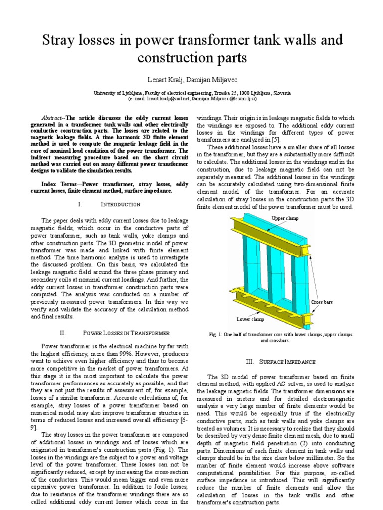 2010 Stray Losses in Power Transformer Tank Walls and Construction ...