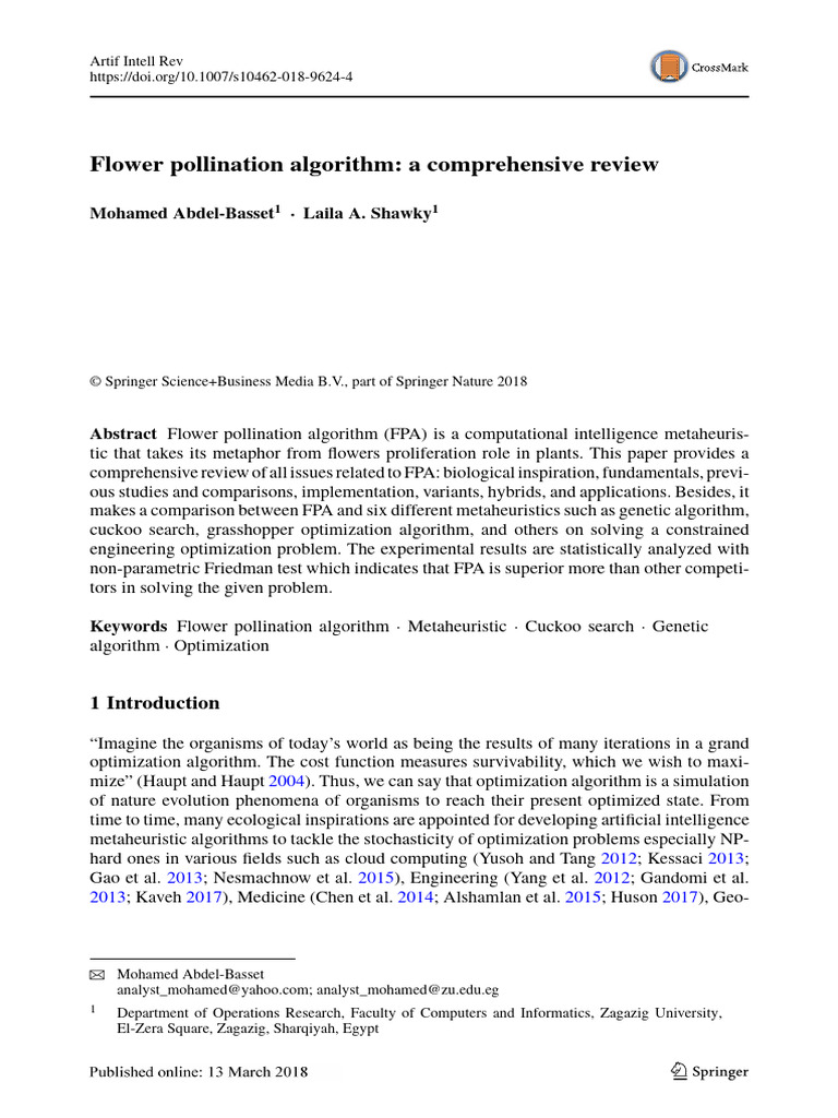 Comprehensive Review of Flower Pollination Algorithm | PDF | Flowers ...