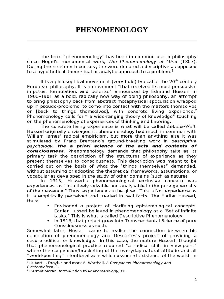 Understanding Phenomenology and Husserl | PDF | Phenomenology ...