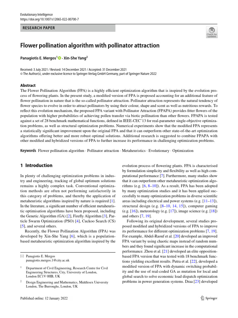 Enhanced Flower Pollination Algorithm | PDF | Pollination | Flowers