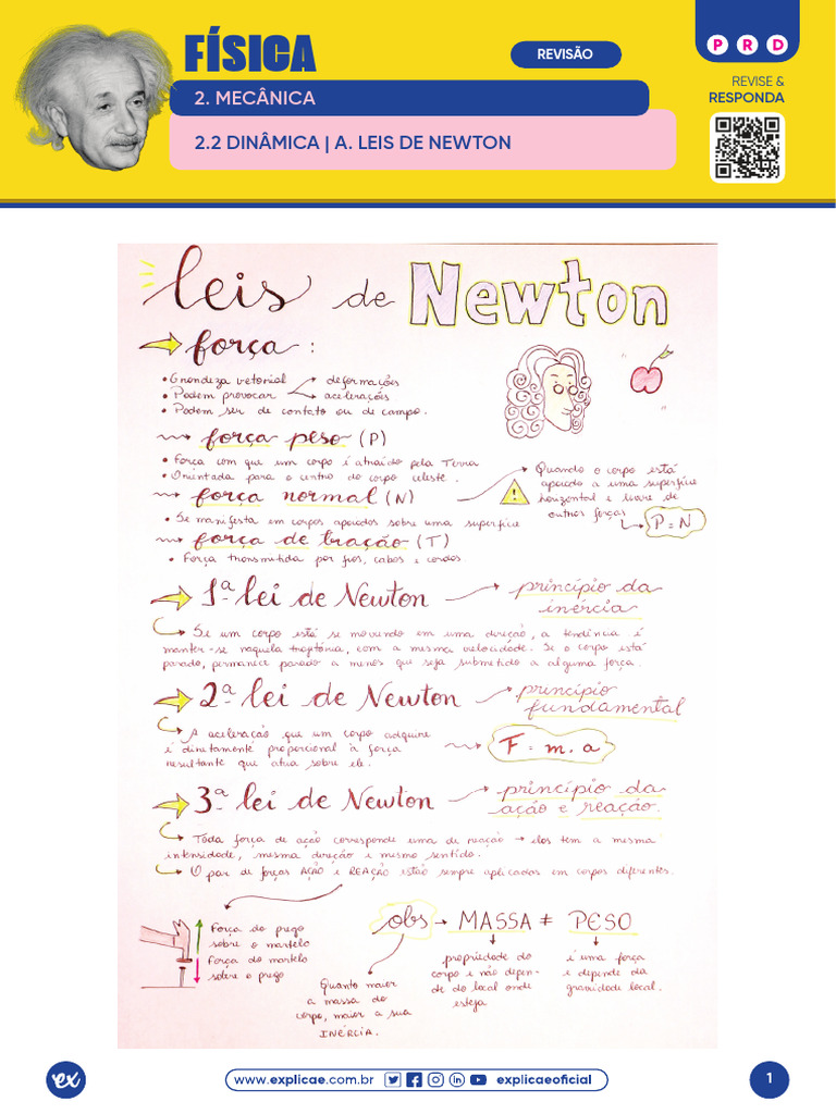 Revisão de Dinâmica: Leis de Newton | PDF | Força | Leis do Movimento ...