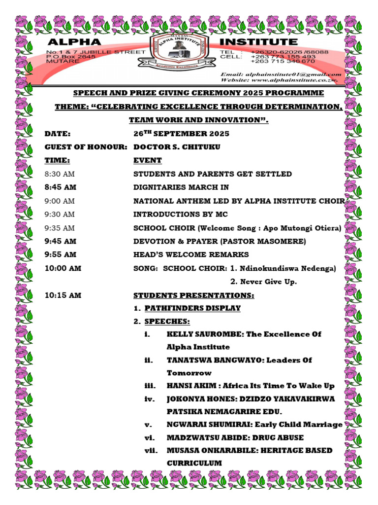 2025 Speech and Prize Giving Program | PDF
