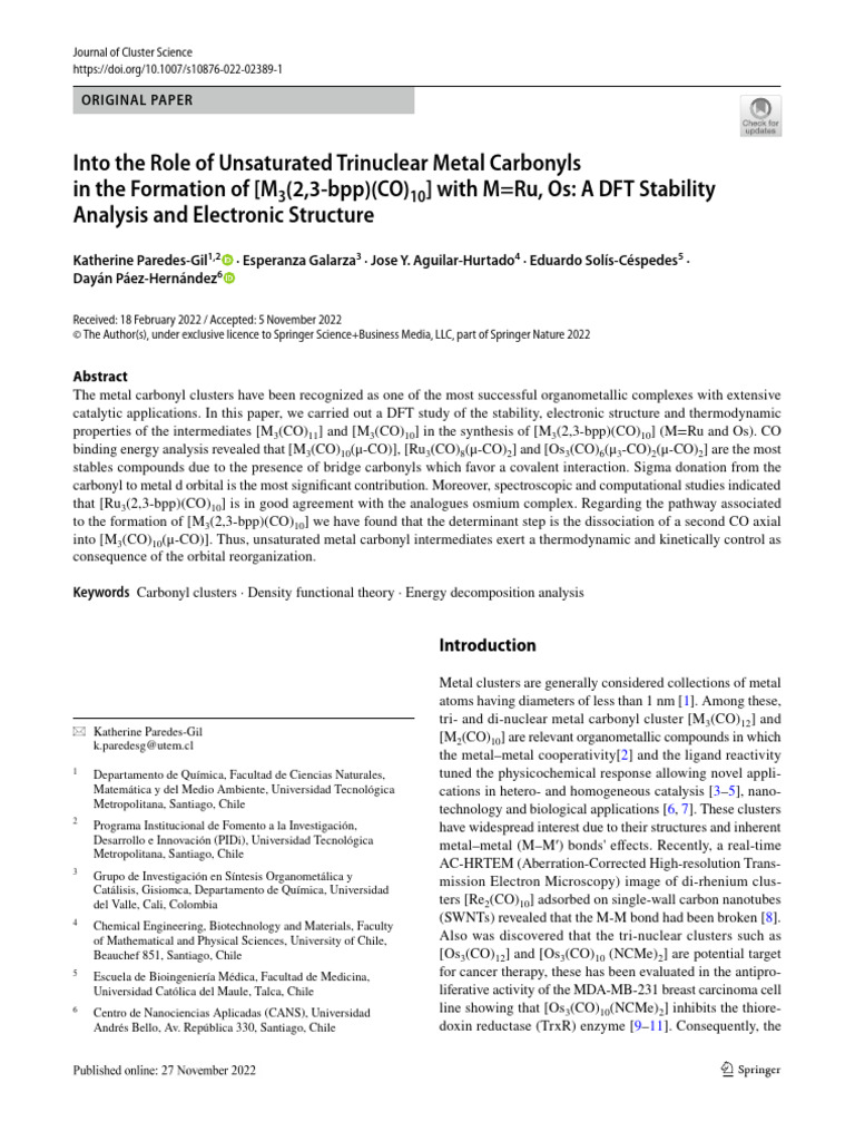 DFT Analysis of Unsaturated Metal Carbonyls | PDF | Coordination ...