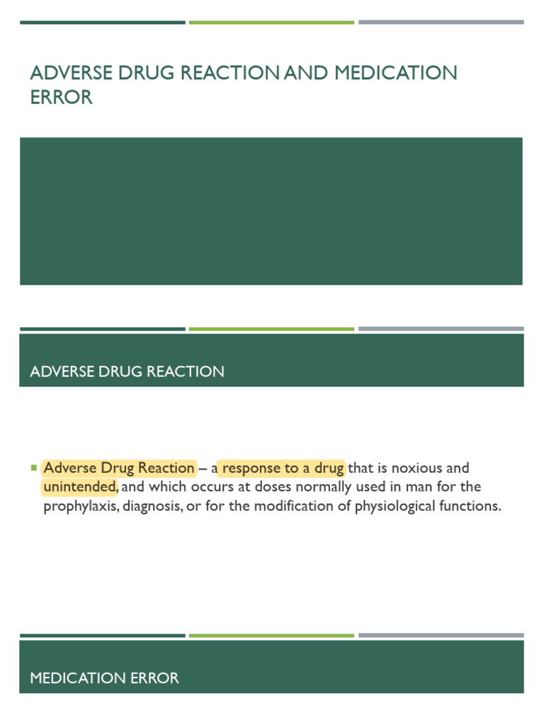 Adverse Drug Reaction and Medication Error | PDF