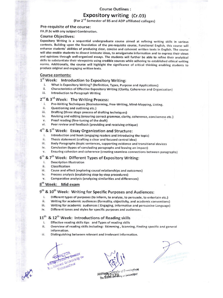 Expository Writing Course Outline | PDF