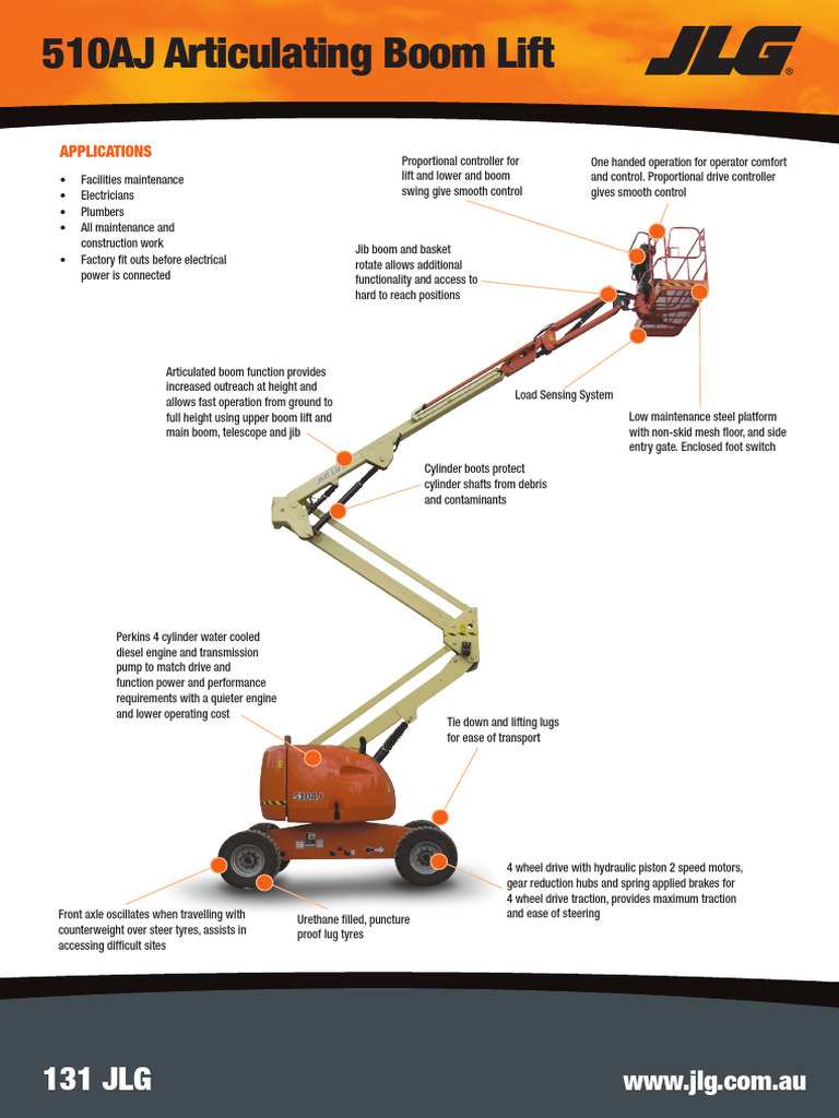 510AJ Articulating Boom Lift Specs | PDF | Elevator | Engines
