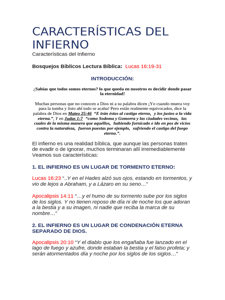 Características Del Infierno | PDF | Infierno | Satán