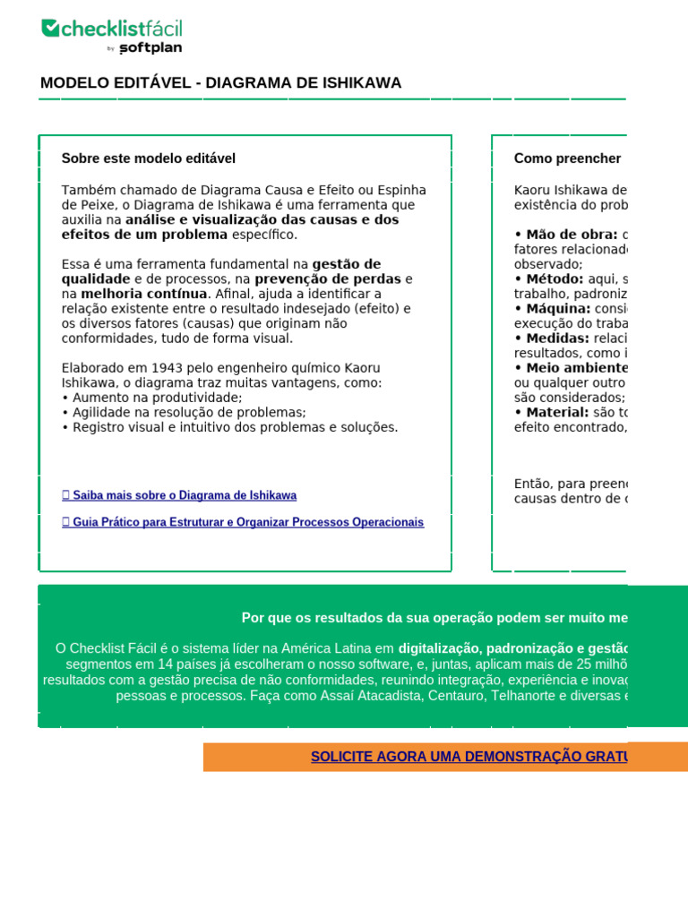 Diagrama de Ishikawa: Modelo Editável | PDF