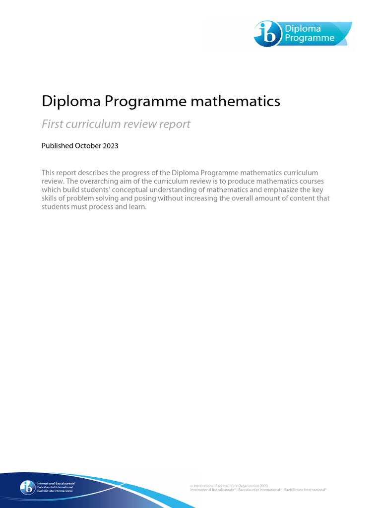 IB Diploma Programme Math Review 2023 | PDF | Curriculum | Mathematics