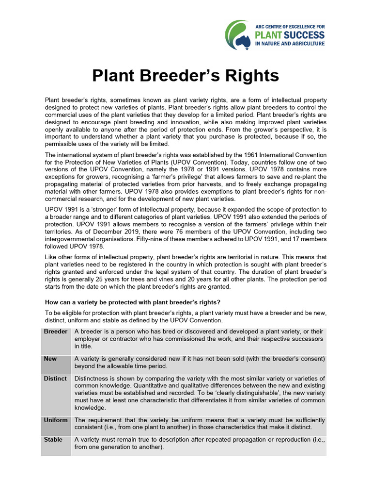 Understanding Plant Breeder's Rights | PDF | Plant Breeding