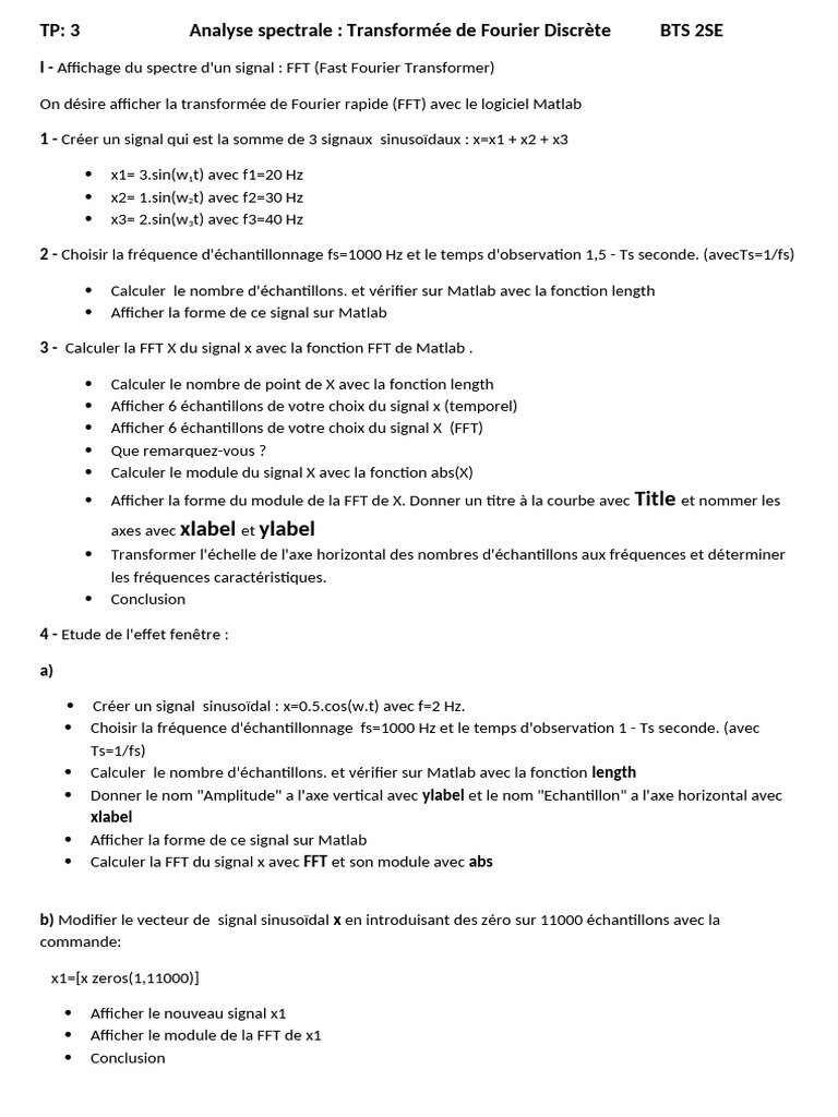 Analyse FFT et effets de fenêtre en Matlab | PDF