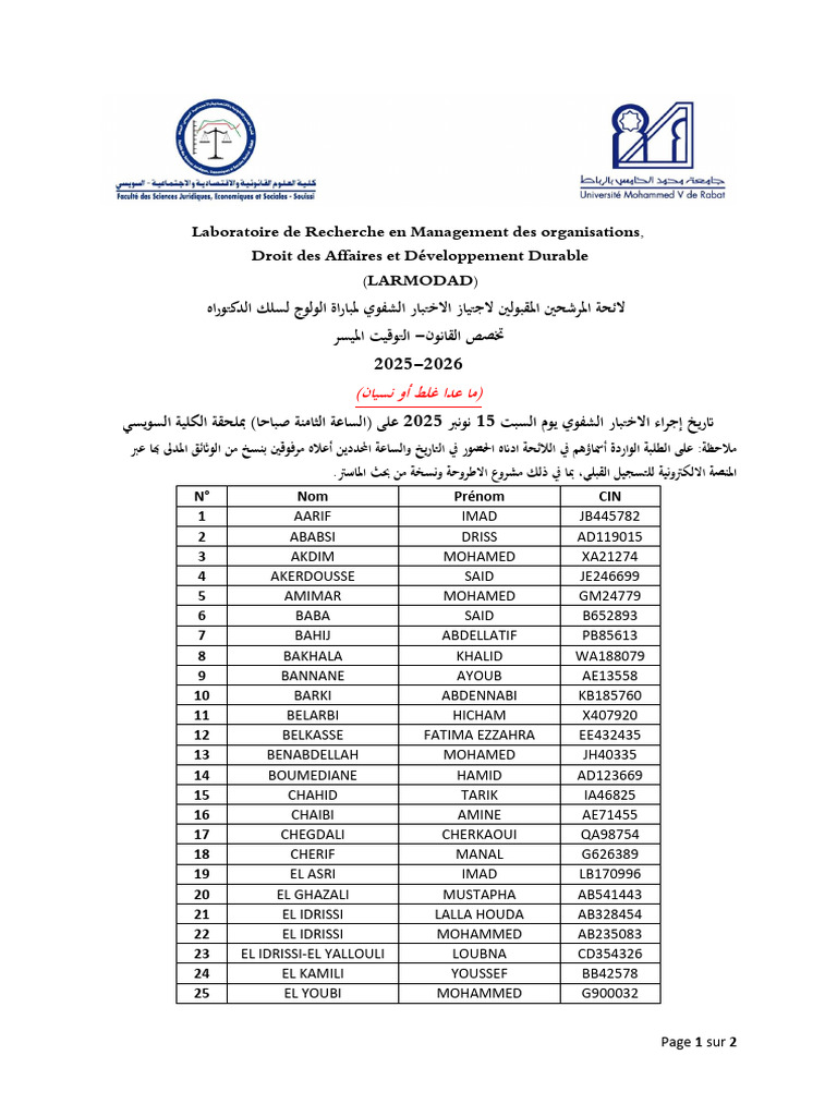 Candidats Admis A Passer l'ORAL TA | PDF