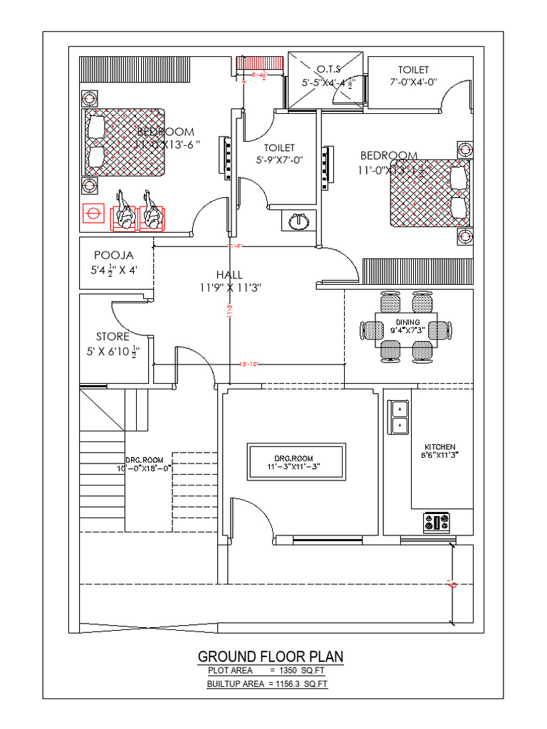 Ground Floor Plan Dimensions and Layout | PDF