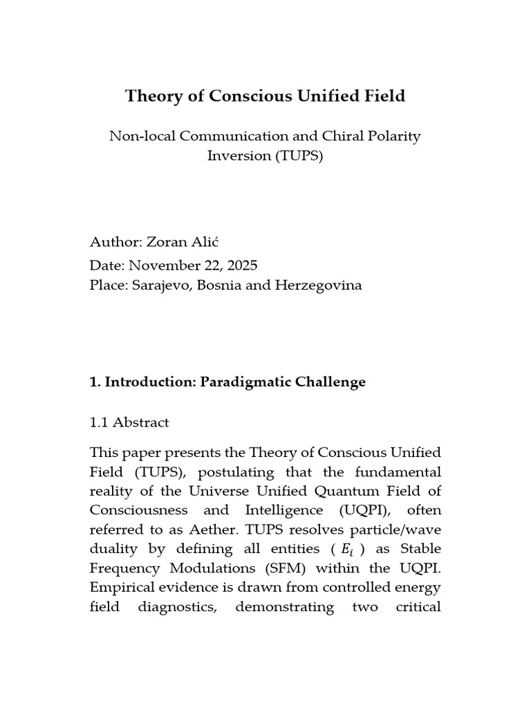 Unified Field Theory of Consciousness | PDF | Axiom | Physics