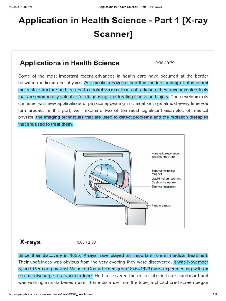 X-ray Applications in Health Science | PDF | X Ray | Electron