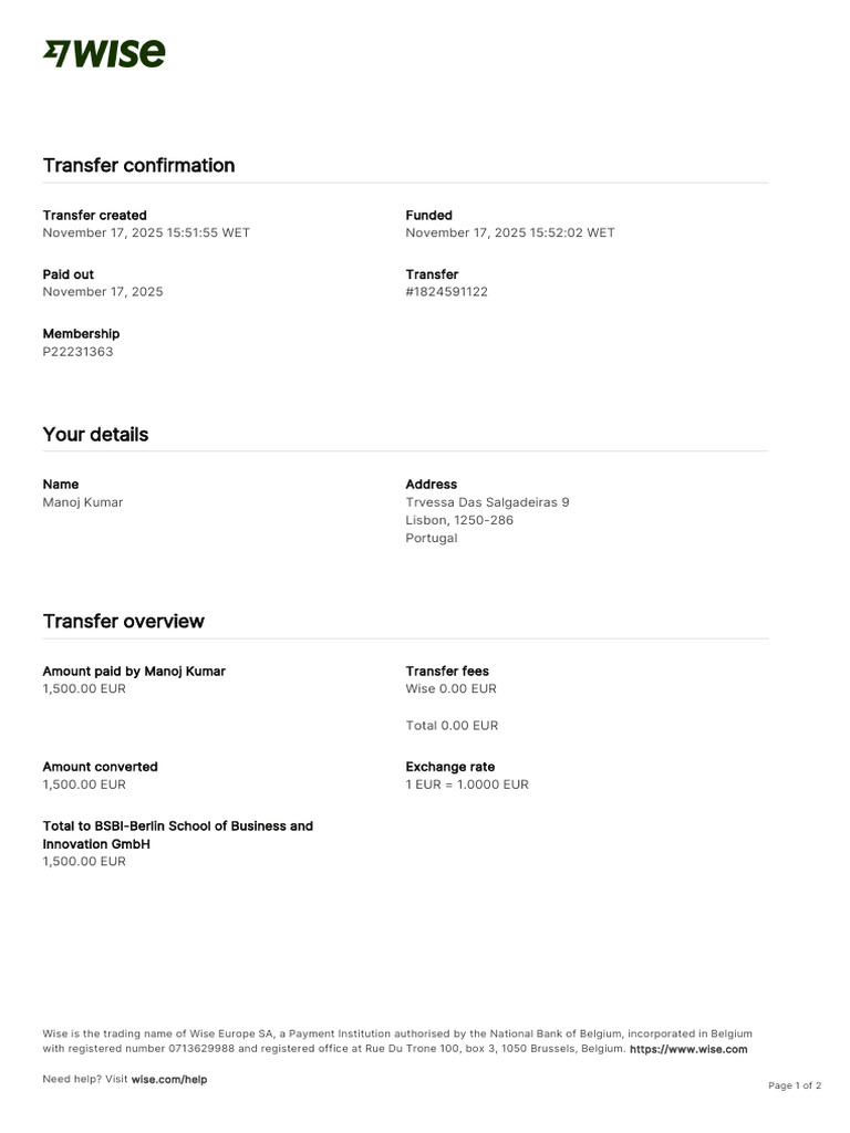 Transfer Confirmation for Manoj Kumar | PDF | Financial Services ...